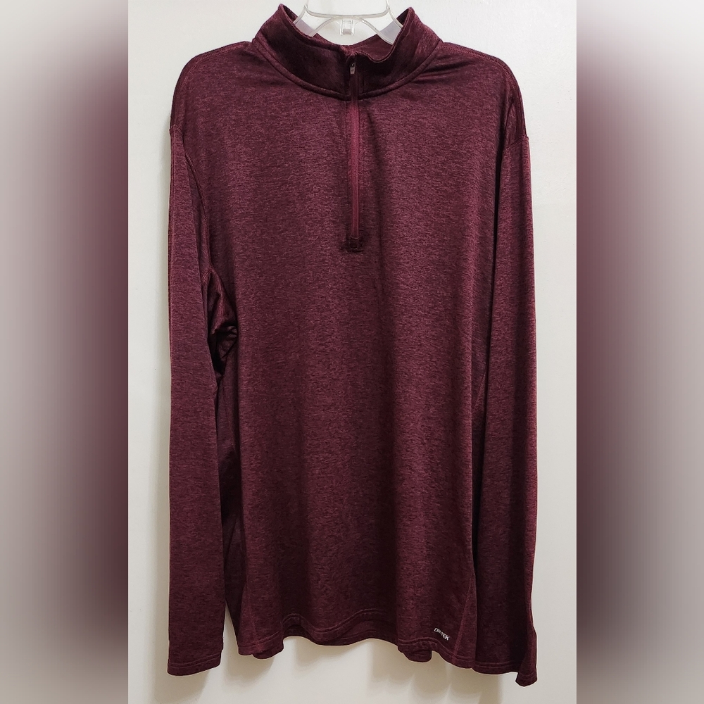 NEW Dry Tek Gear Mens 3XL 3XLT Tall Quarter Zip Pullover Burgundy Fleece Sweater